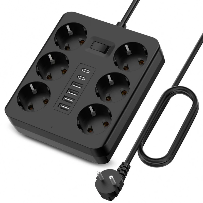 6 pistikupesa EU Plug Power Strip