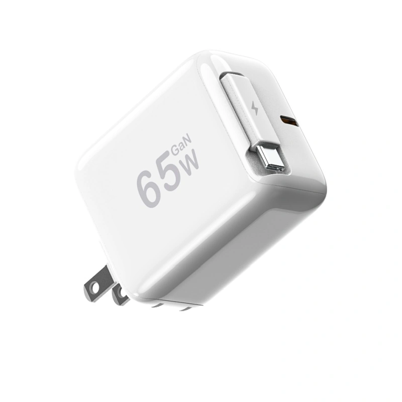 65W PD laadija koos kokkutõmmatava usb c kaabliga