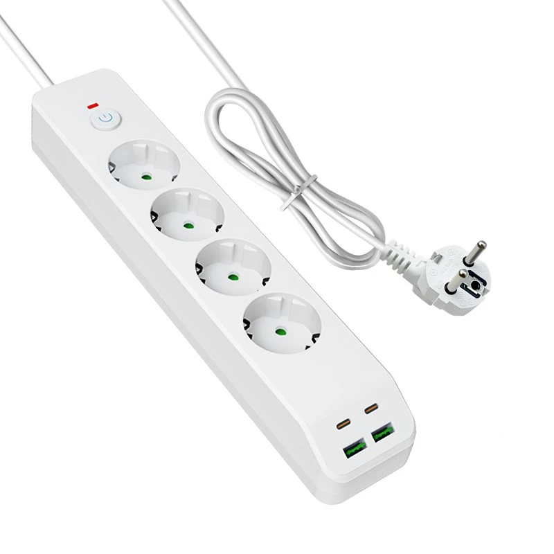 Kiire laadimine EU Power Strip 4 vahelduvvoolu ja 4 USB-ga