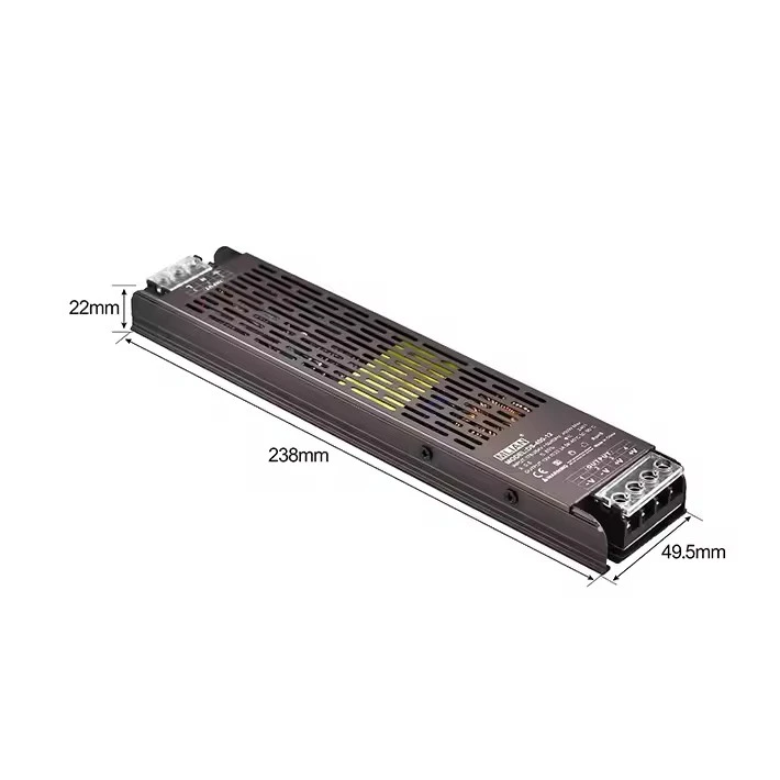 Üliõhuke või õhuke 100 W 12 V/24 V ühe väljundiga lülitustoiteallikas